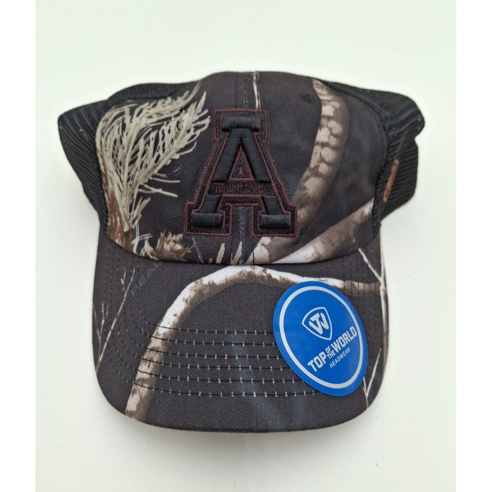 Appalachian State Mountaineers TOW Black Realtree Camo Harbor Mesh Adj Hat, New